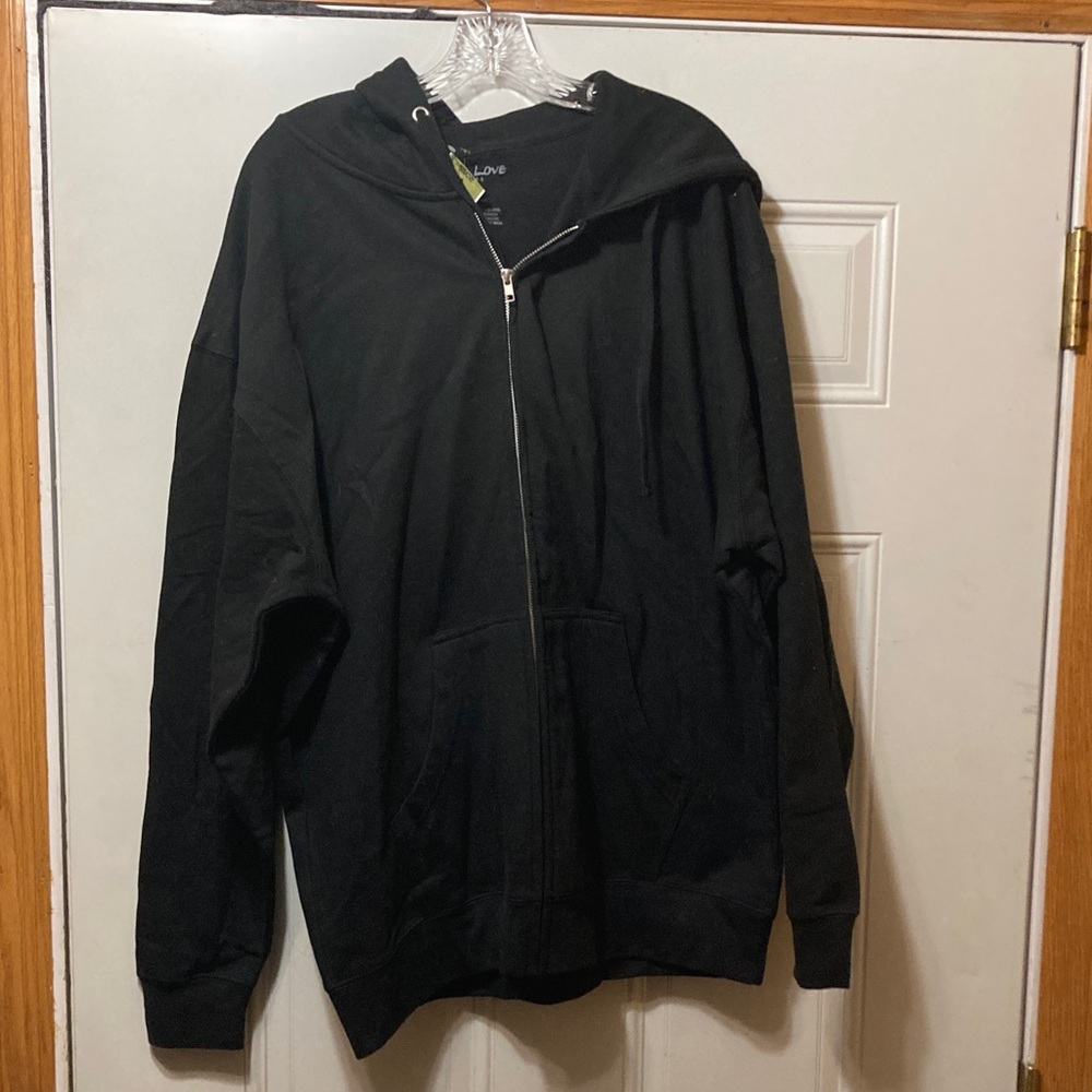 Black Zip-Up Hoodie Sweatshirt- Men's Casual‎ Pullover XL NWT